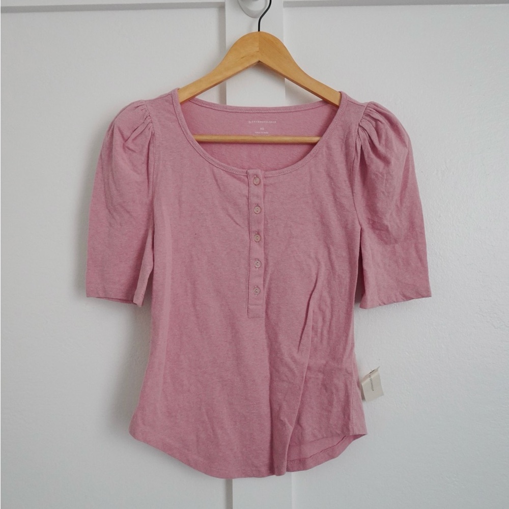 Anthropologie Pink Short Sleeve Top